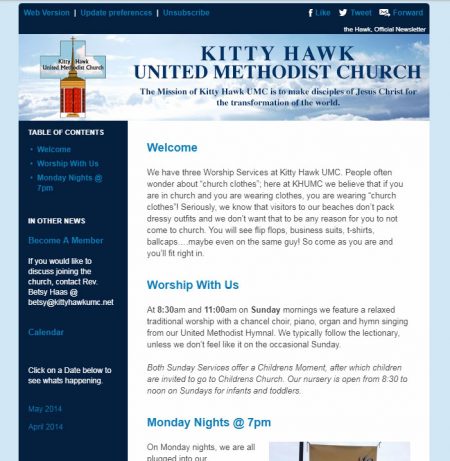 Kitty Hawk United Methodist Church Email Newsletter
