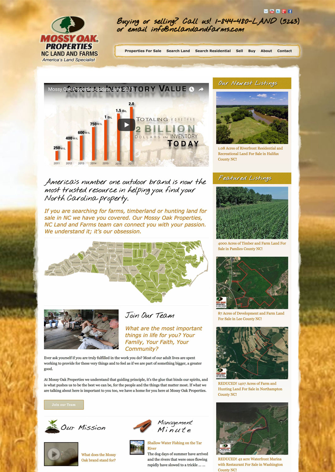 Mossy Oak Properties NC Land and Farms Real Estate Website