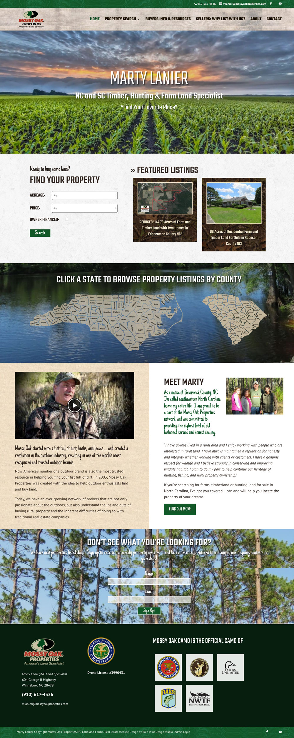 MOP NC Land Agent Website for Marty Lanier