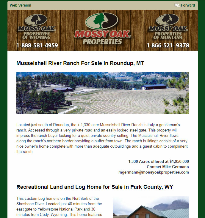 Mossy Oak Properties Wyoming Land Sales Email Newsletter