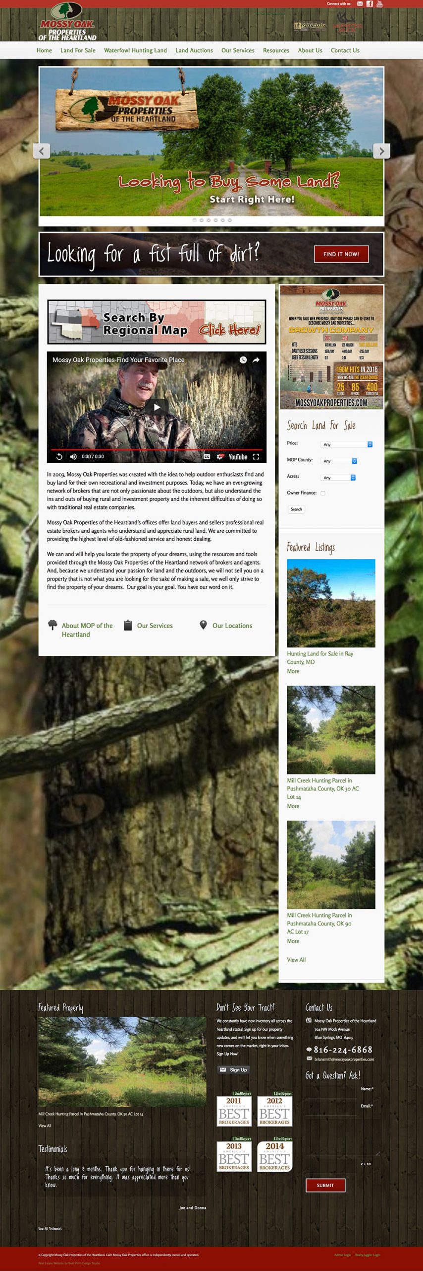 Mossy Oak Properties of the Heartland Real Estate site Bold Print