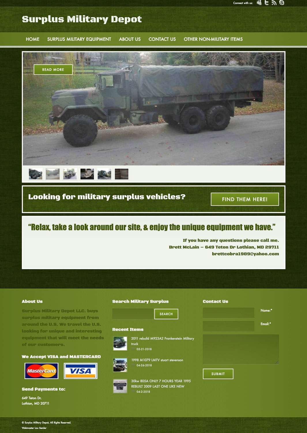 Surplus Military Depot Website