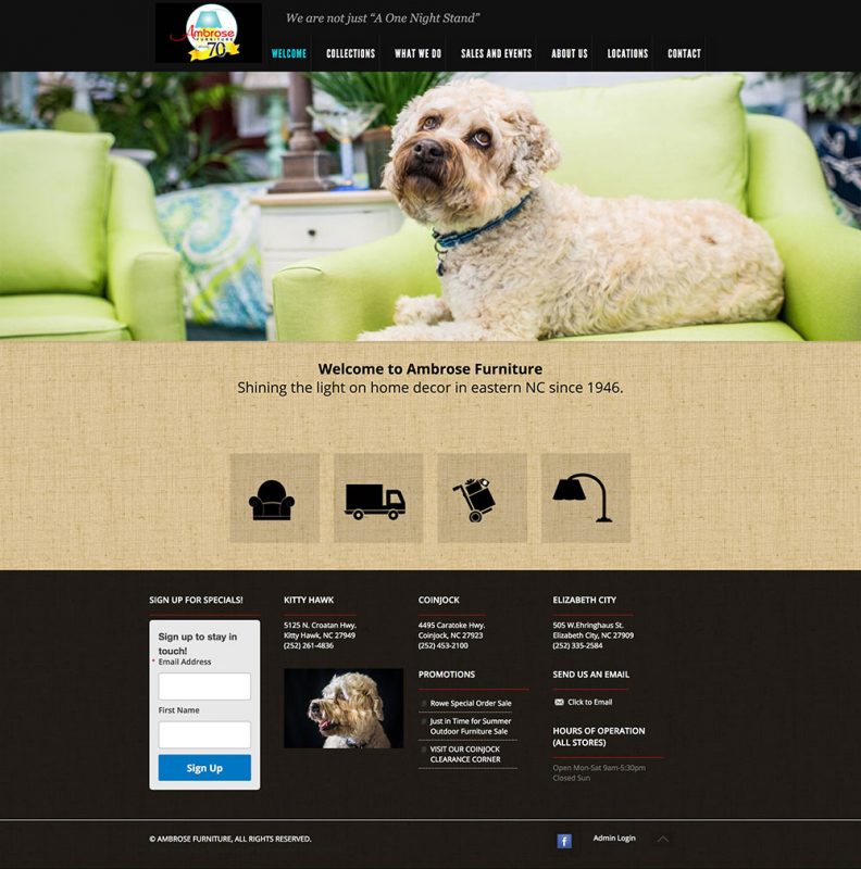 Ambrose Furniture site Bold Print Design Studio