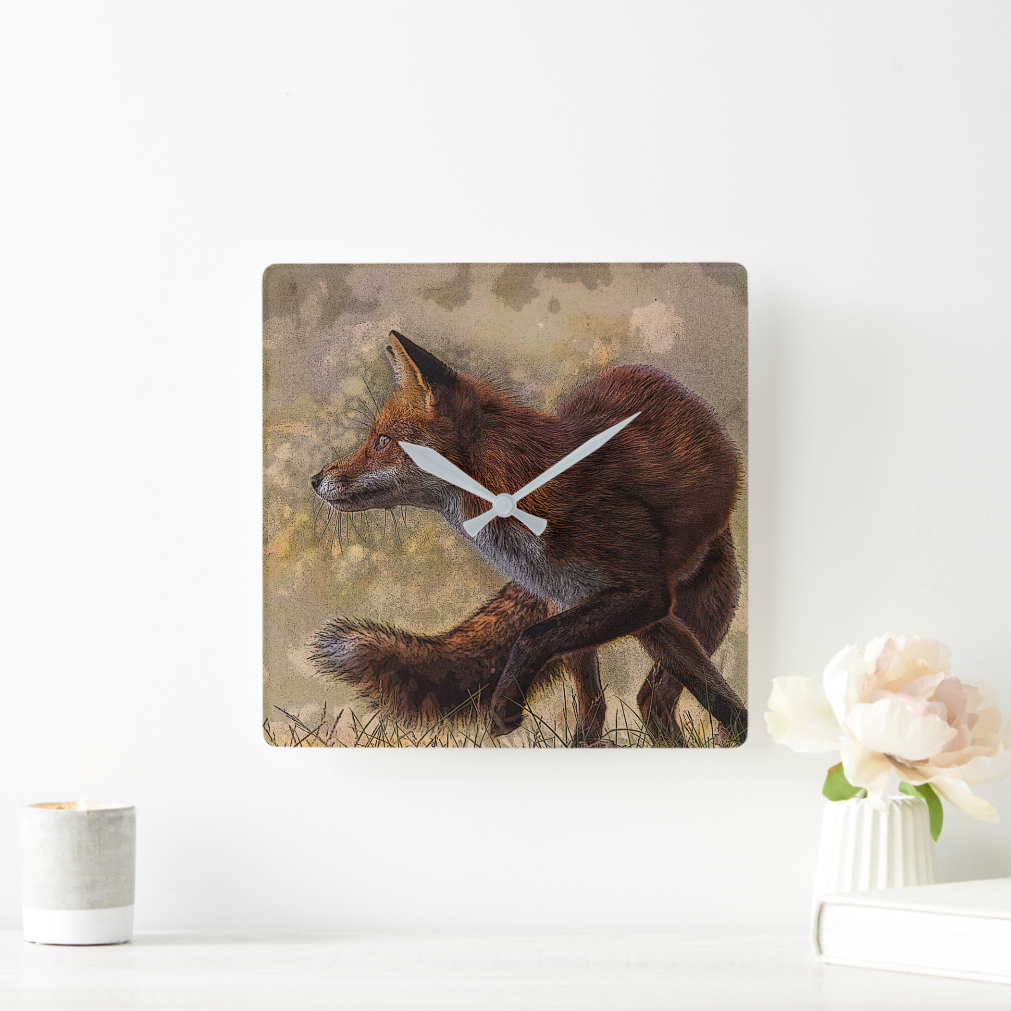 Zazzle – Mockup – fox square wall clock