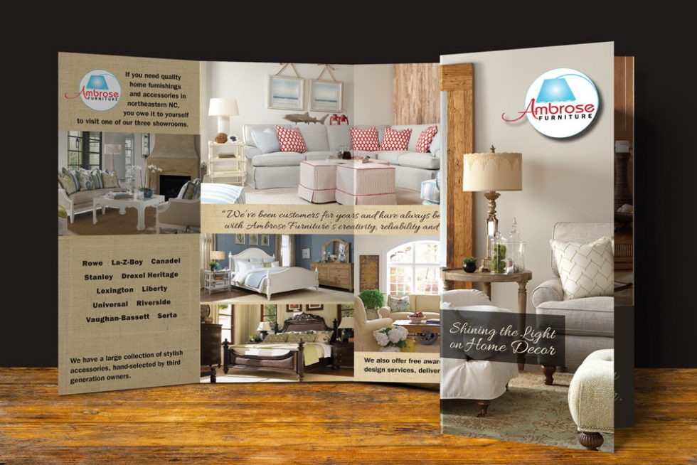 Ambrose Furniture Trifold Brochure Bold Print Design Studio