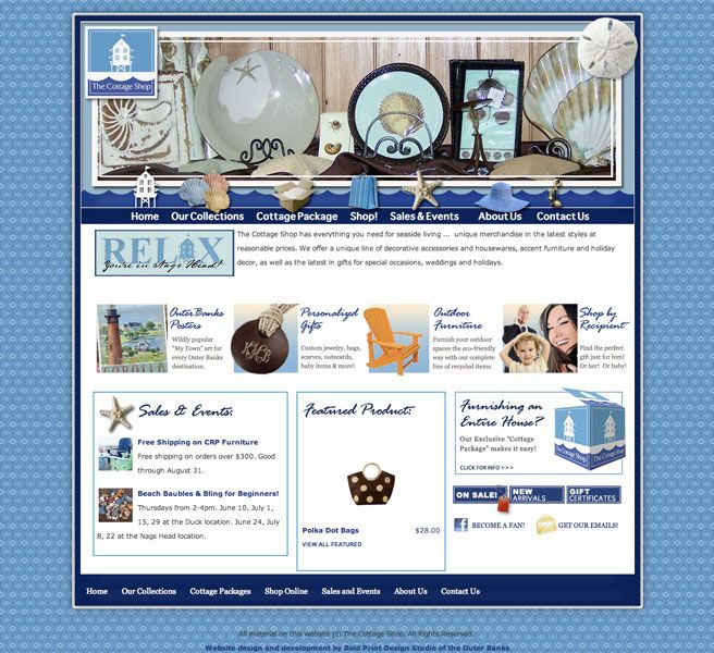 Cottage shop homepage