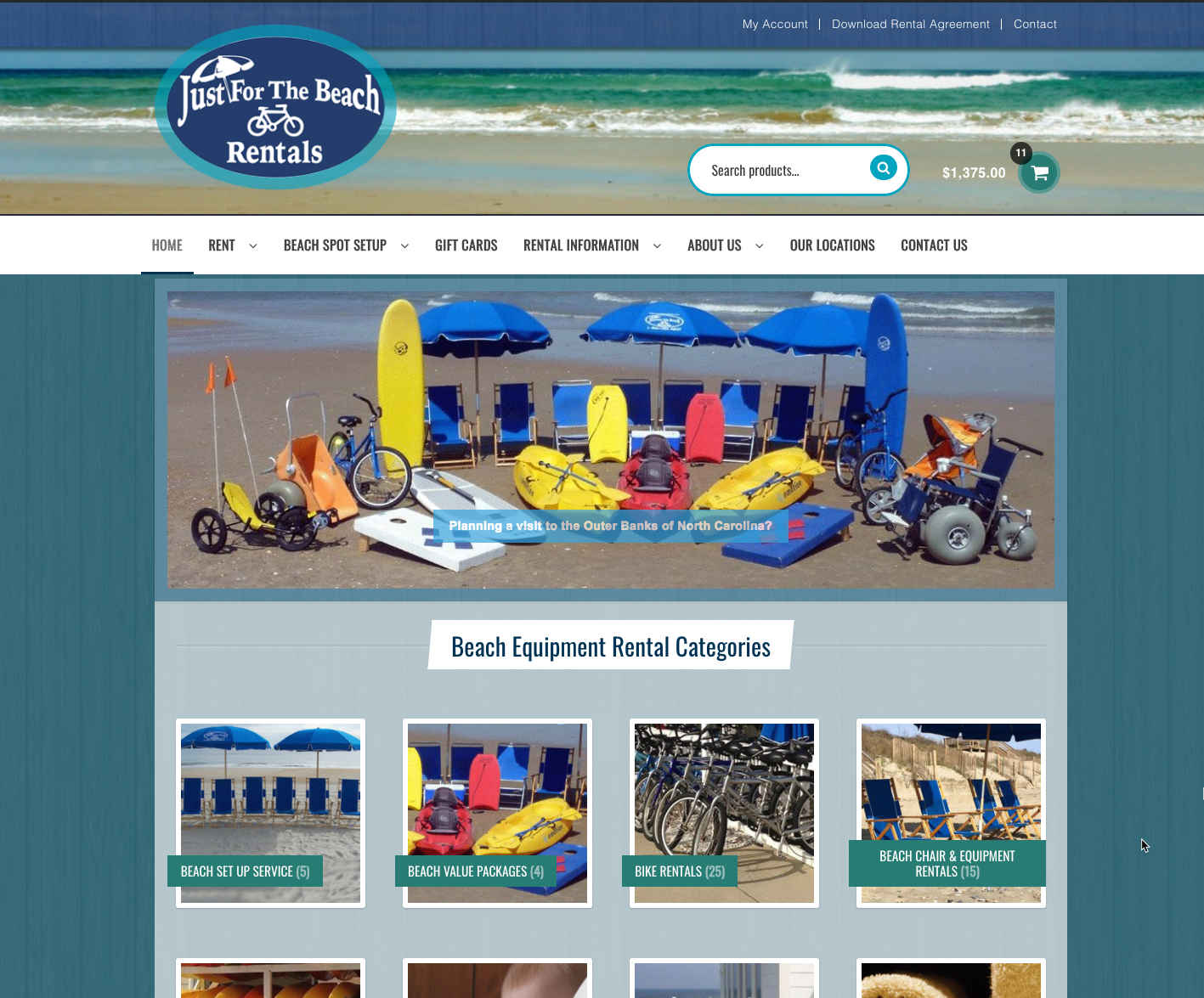 Just For The Beach Rentals Online Equipment Rental Reservations Website