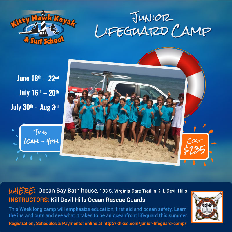 Kitty Hawk Kayak and Surf School Jr Lifeguarding Camp Online Ad
