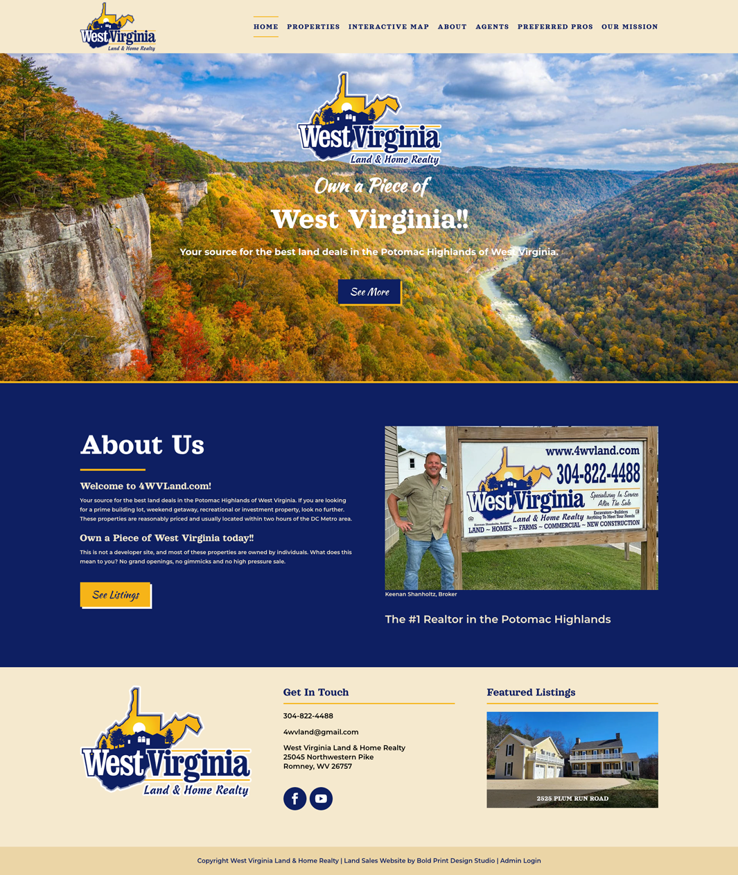 West Virginia Land and Home Realty Website